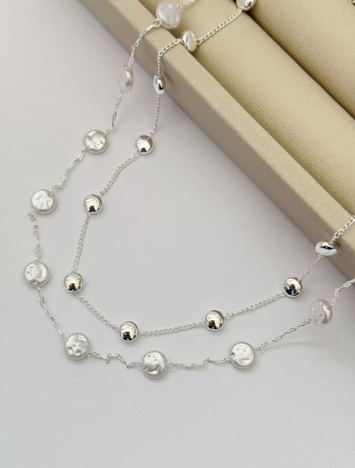 Choker Dupla Esferas e Discos Prata