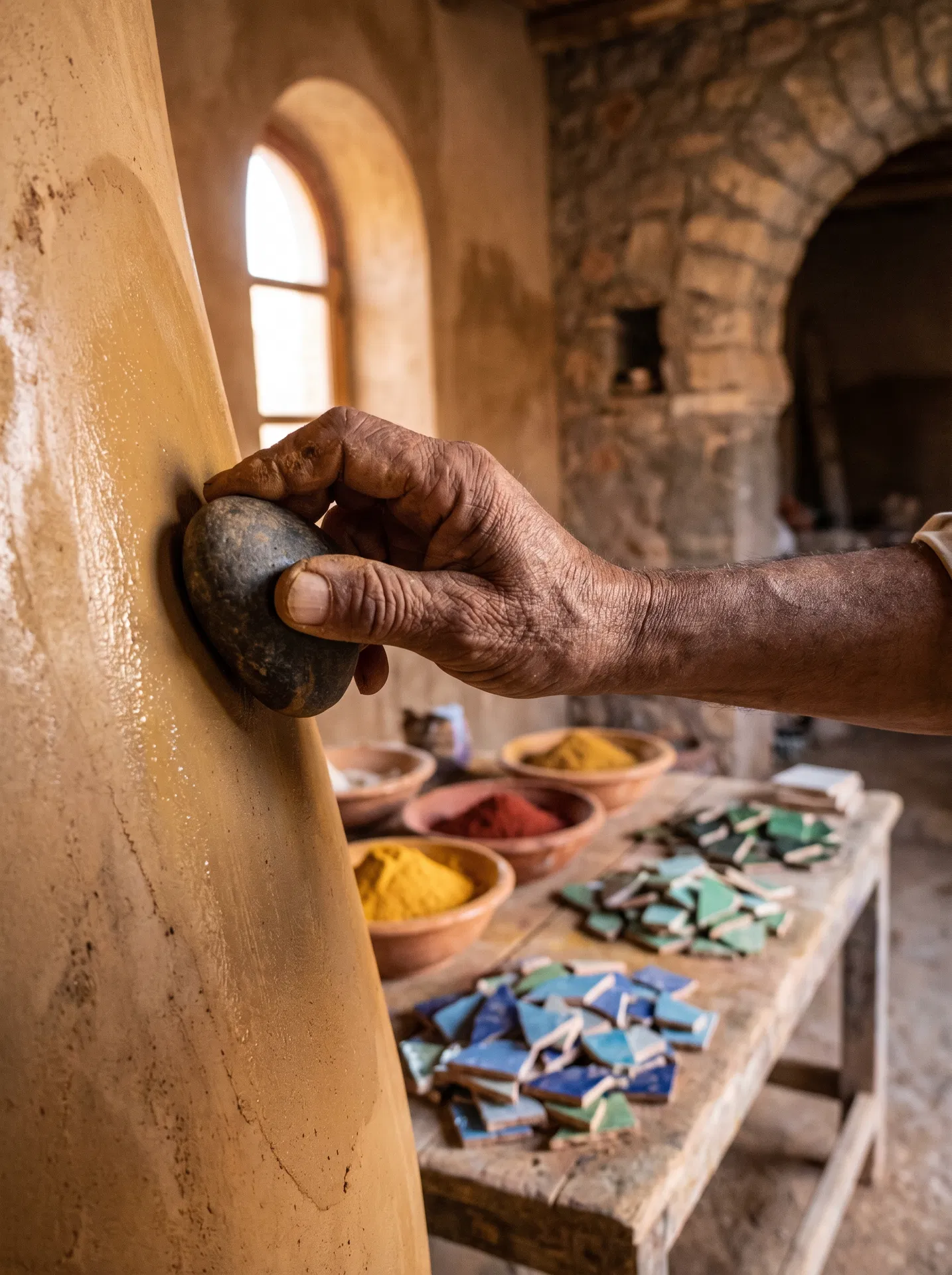 Tadelakt craftsman at work
