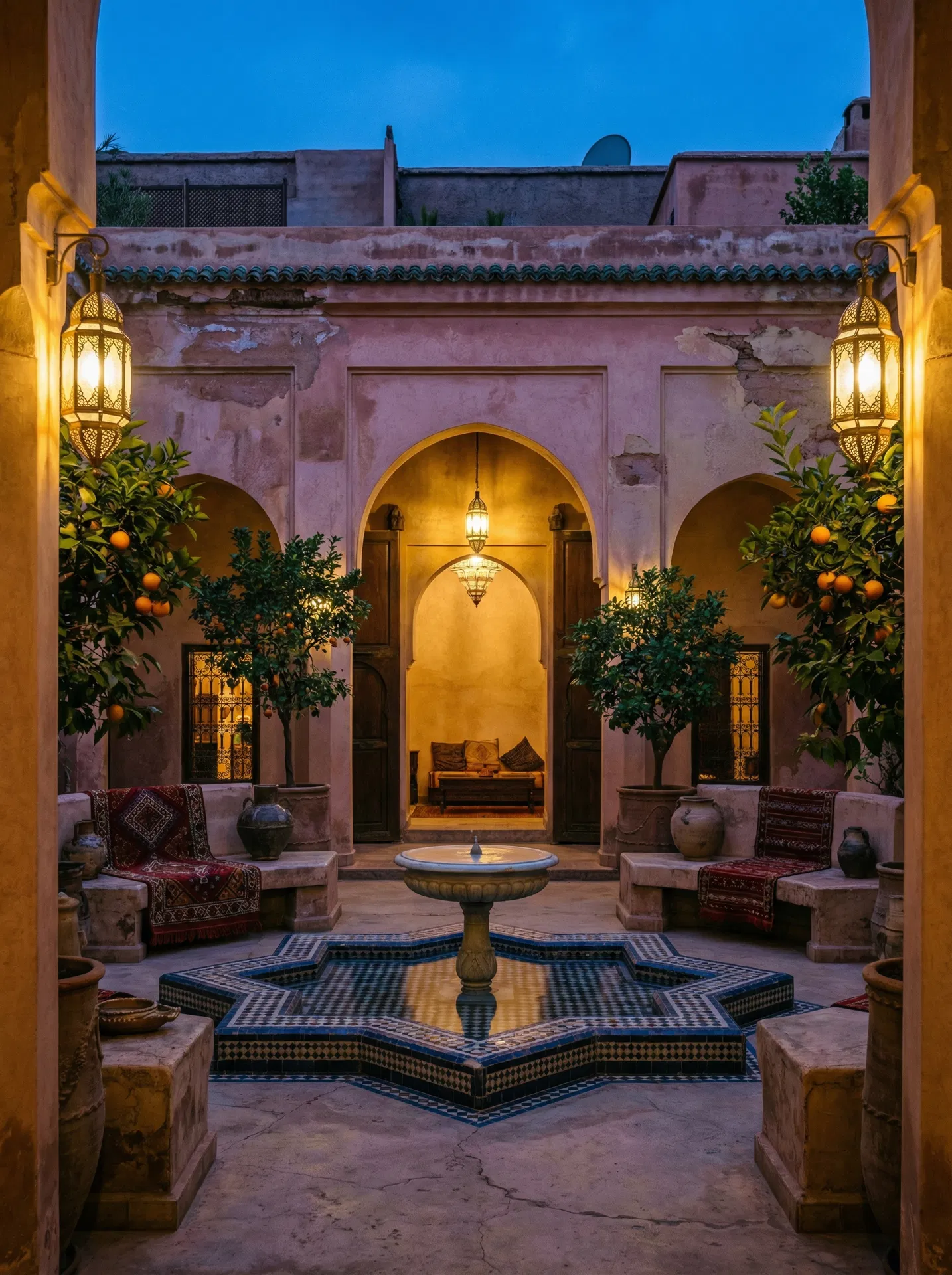 Traditional Moroccan riad courtyard