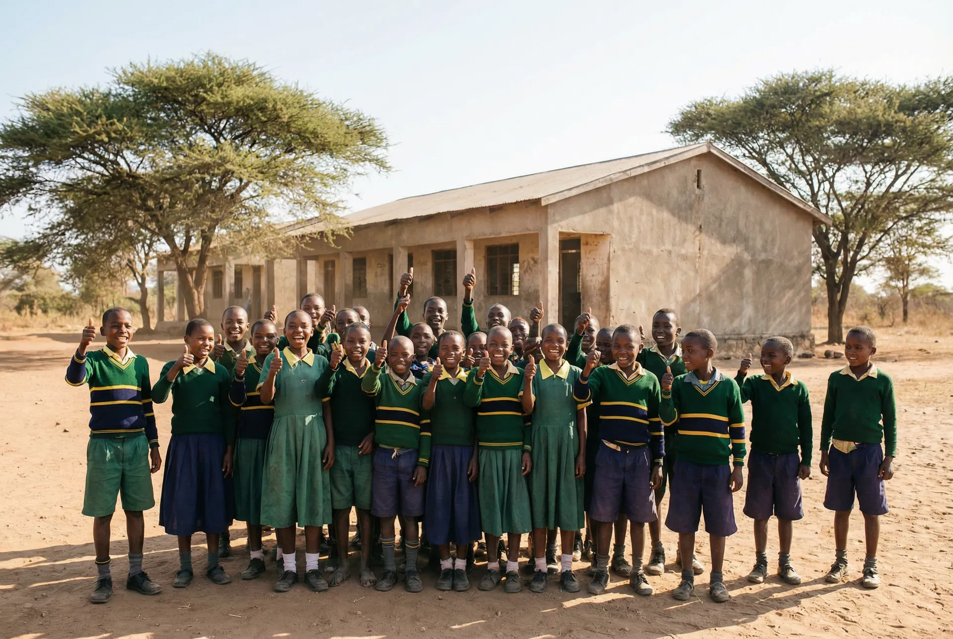 Dolly School children in green uniforms