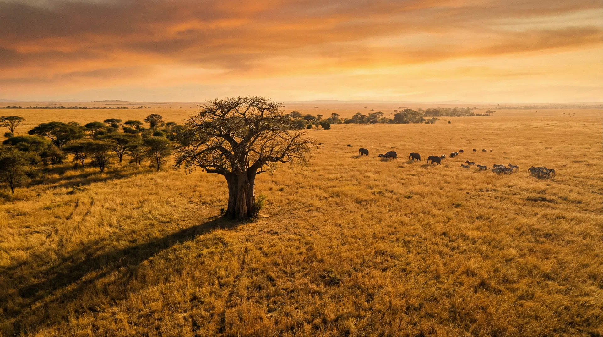 African savanna at golden hour