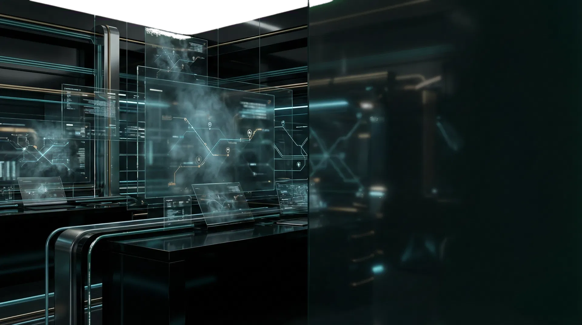 Abstract command-deck style GrowthCampaigns hero visual