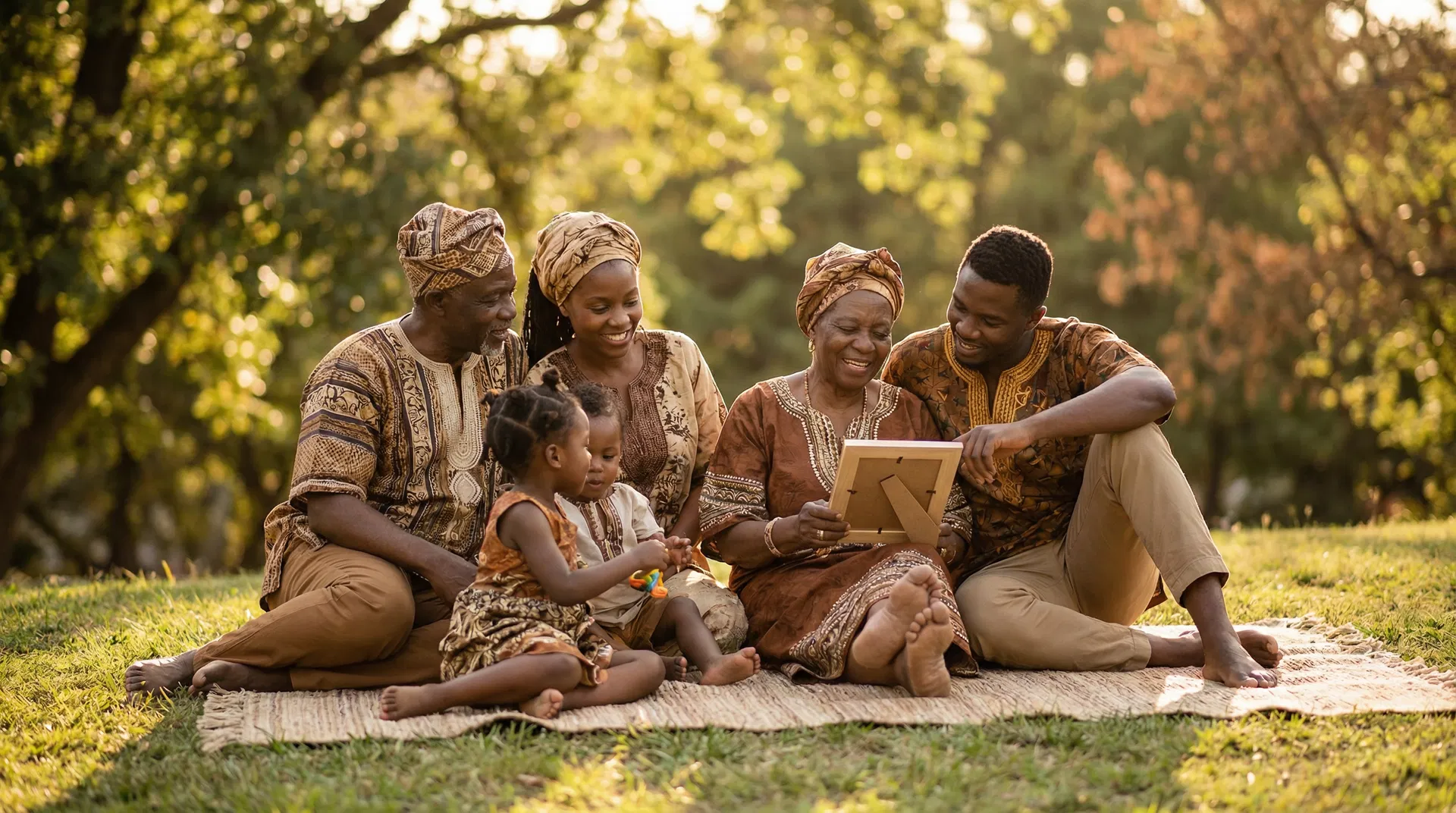 African family sharing memories together