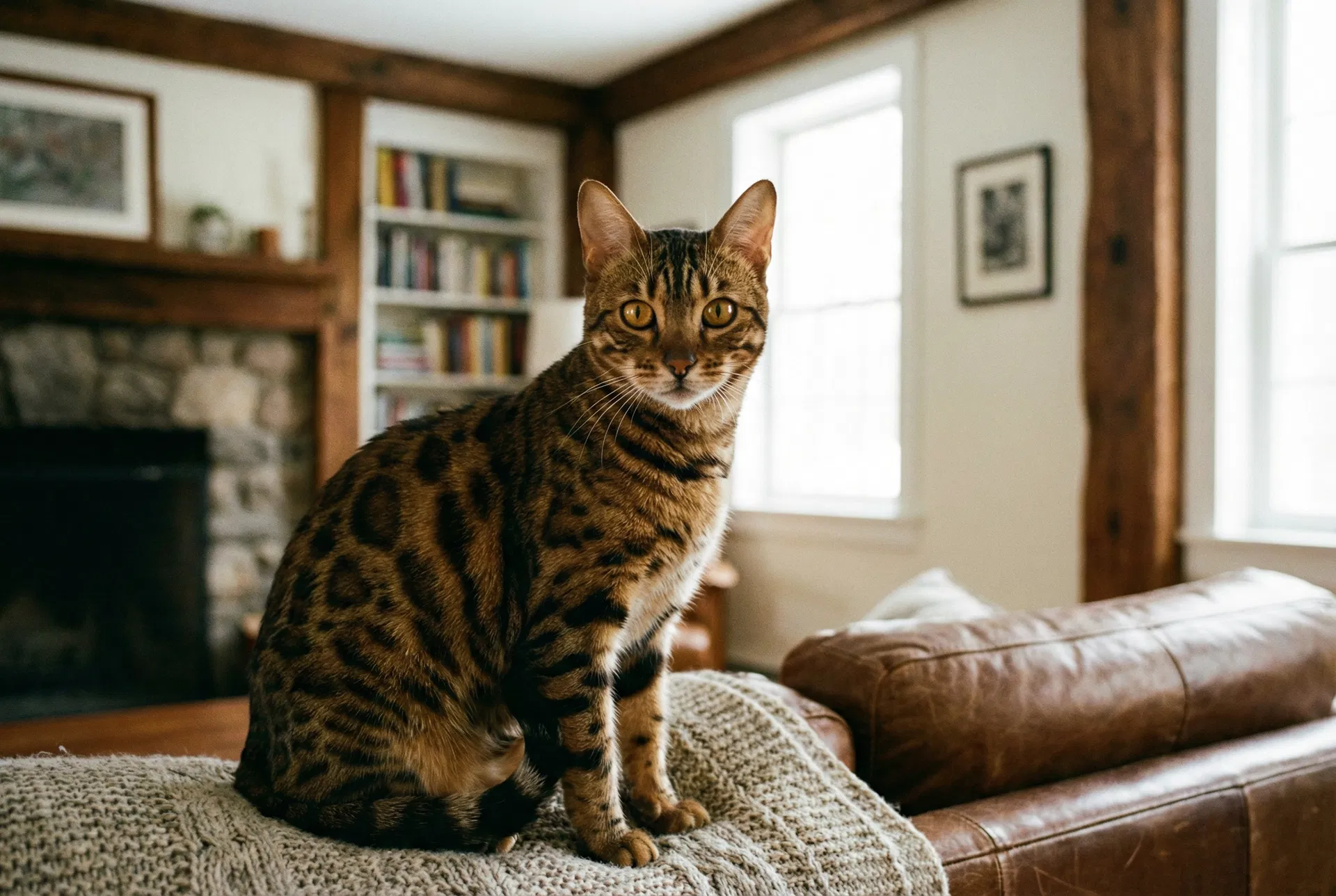 Moka the Bengal cat in a New England home