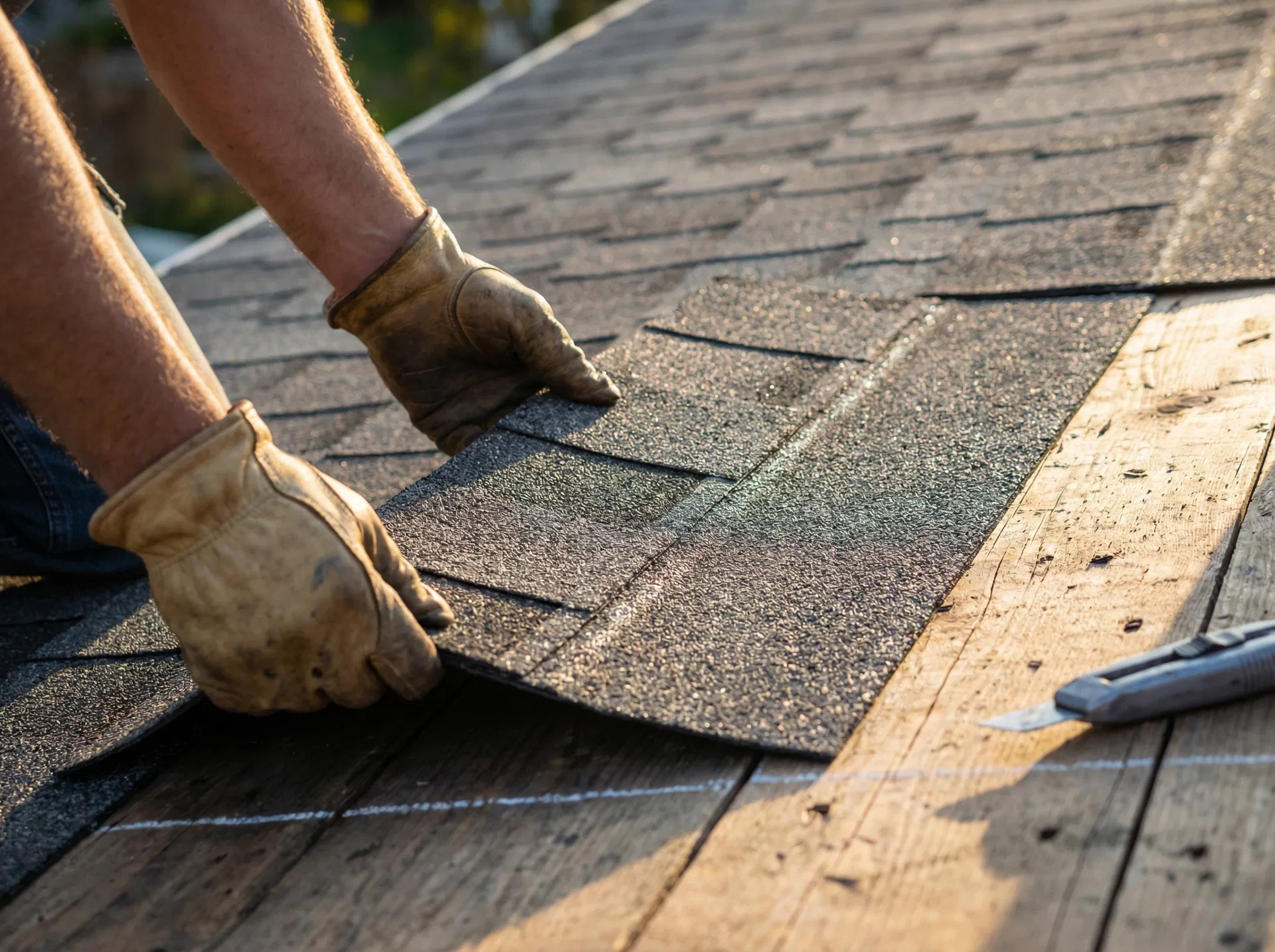 Skilled Thrive Roofing installer laying architectural shingles with precision