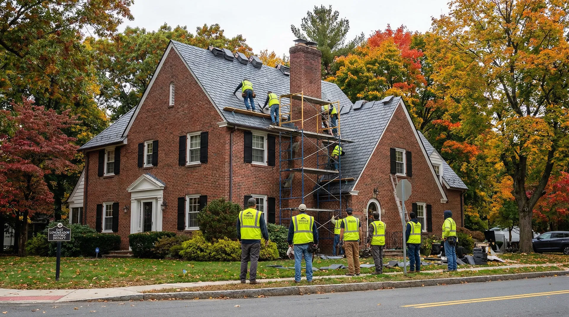 Solar panel installation on a historic home in East Longmeadow