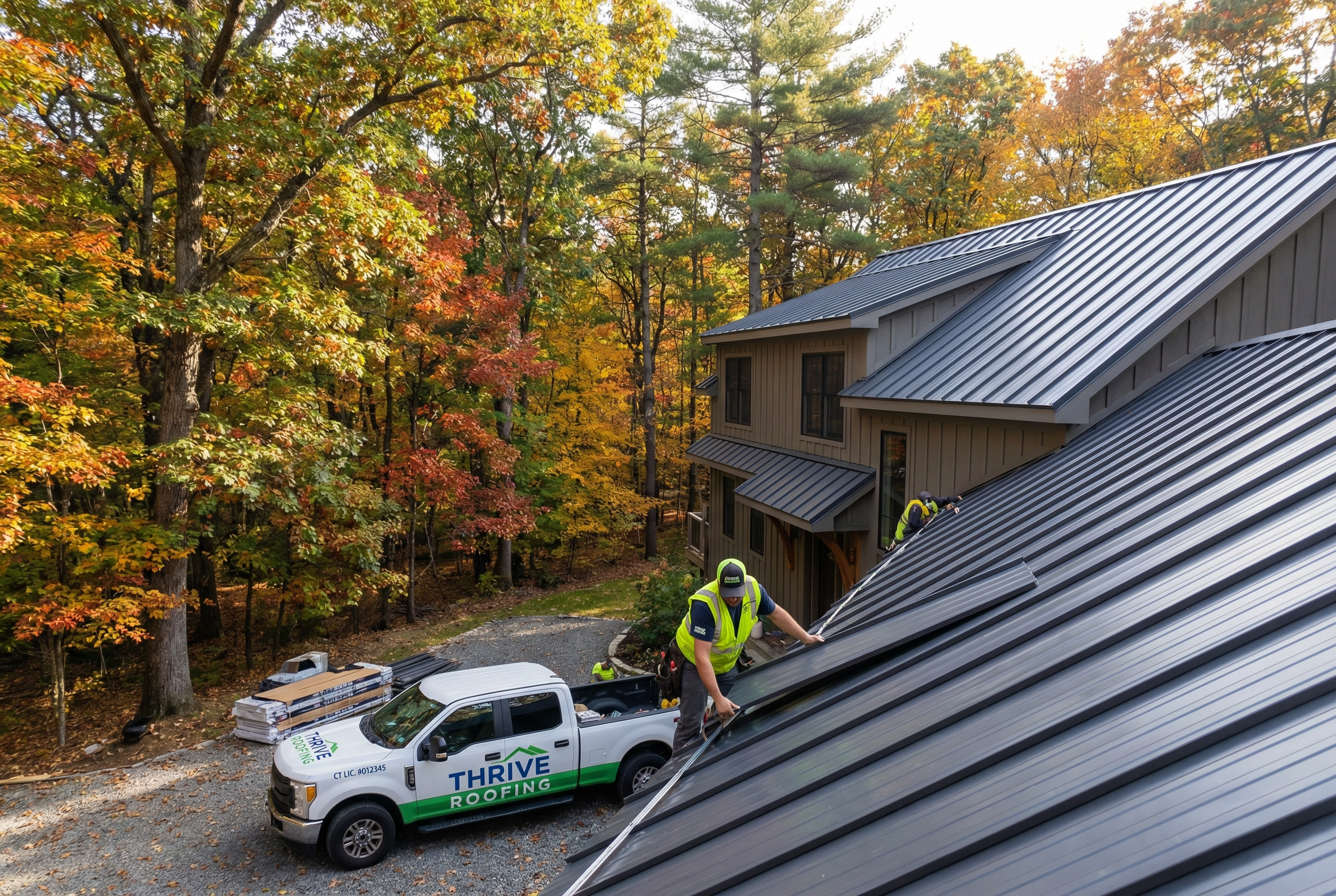 Solar panel installation on a home in the Enders State Forest neighborhood of Granby CT