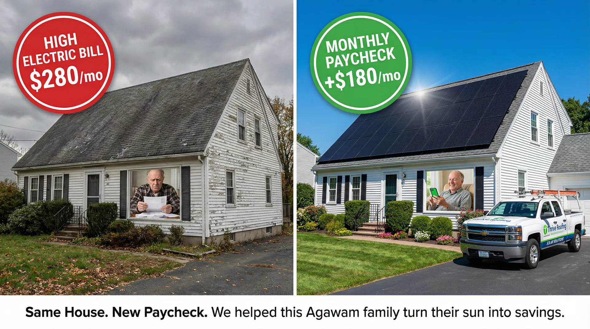 Solar panel installation before and after