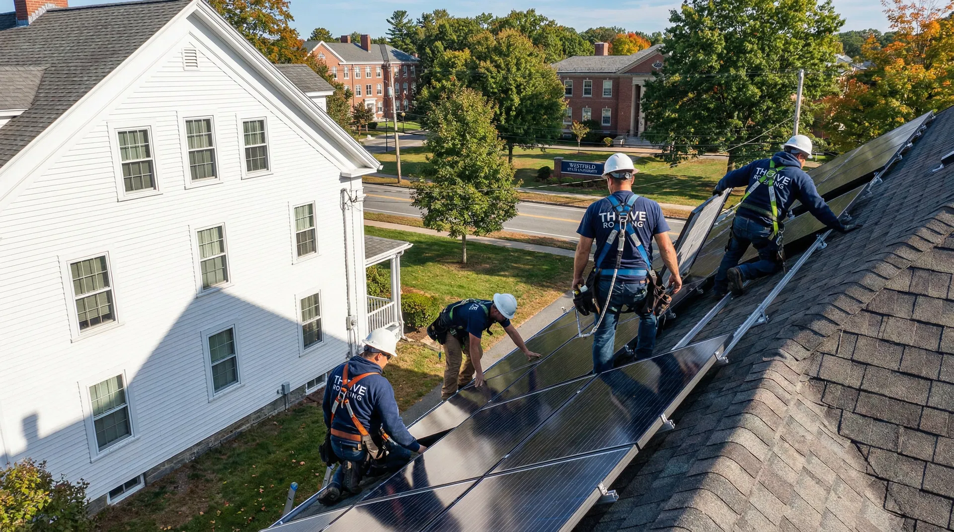 Solar panel installation on a home near Westfield State University in Westfield MA