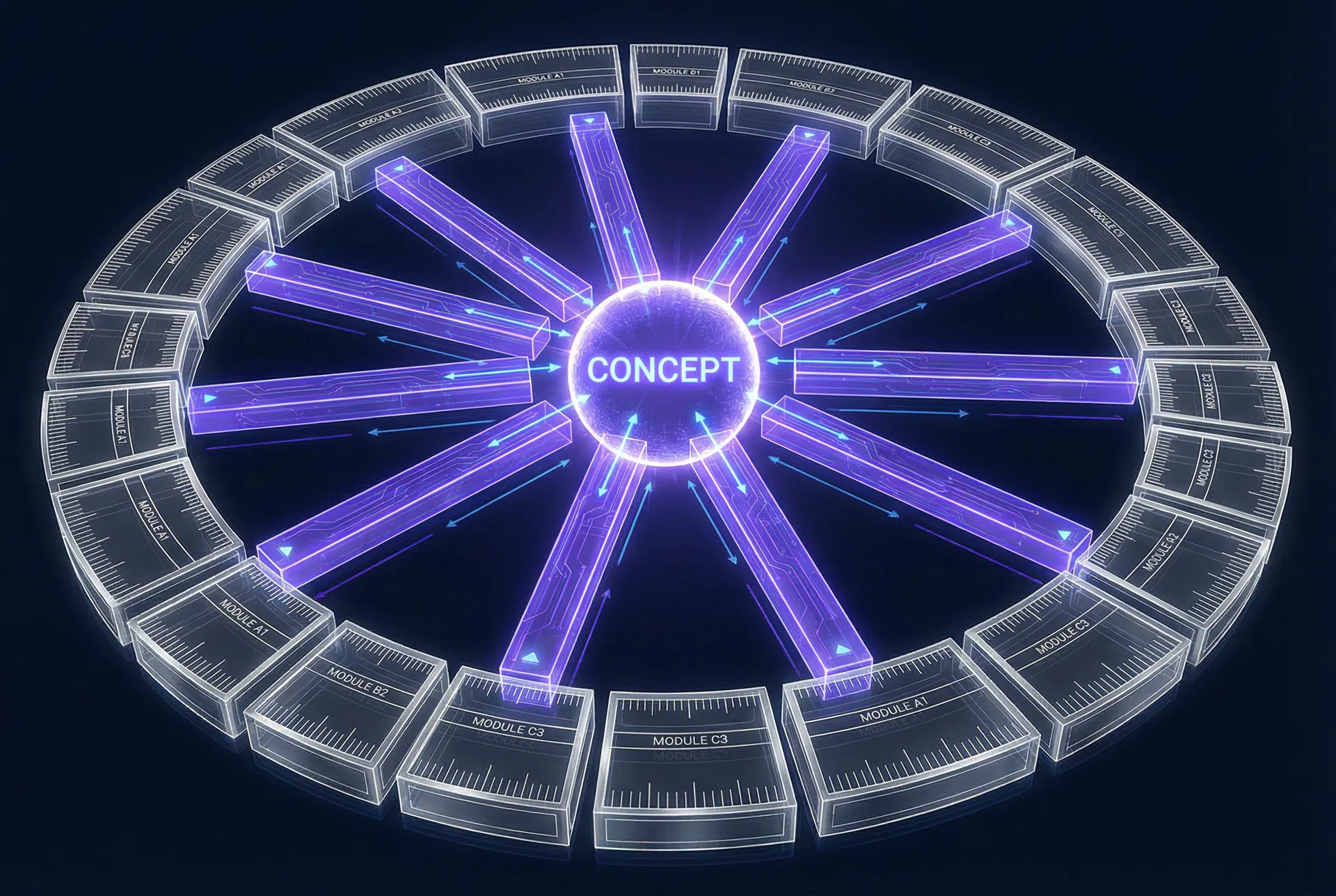 TCF Core Architecture — Pillars around Nucleus with Module Ruler