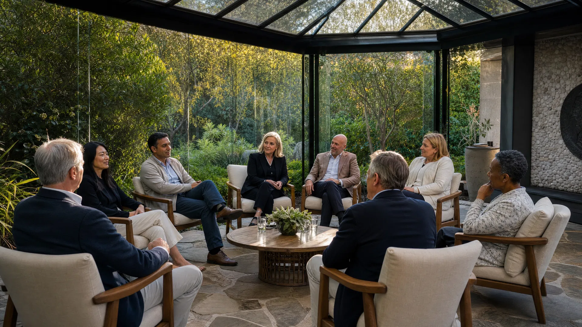 Peninsula Forum, confidential peer executive circle in a private garden pavilion