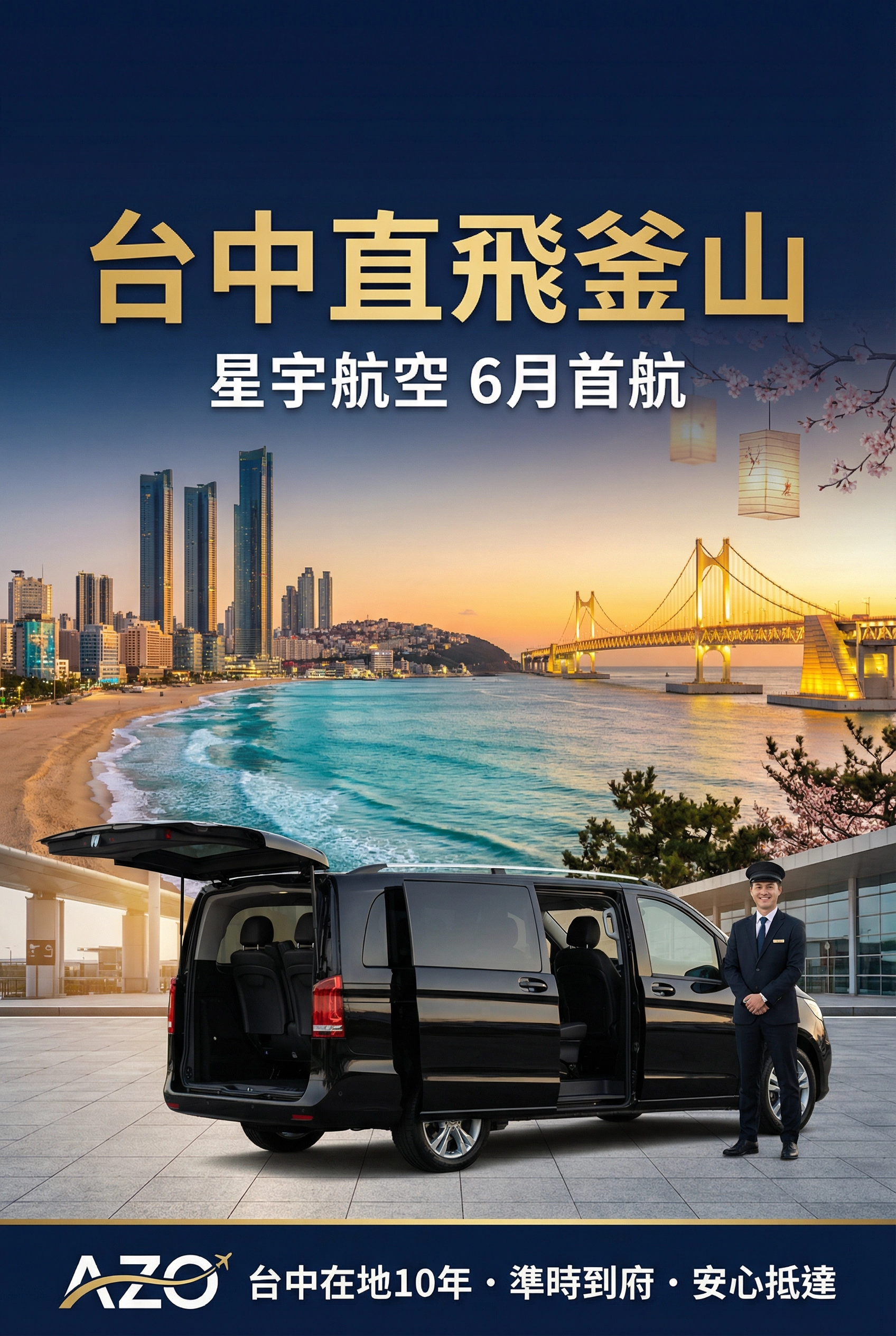 台中直飛釜山正式開航!中部人出國免跑桃園,AZO 機場接送讓你從家門口就開始享受旅程
