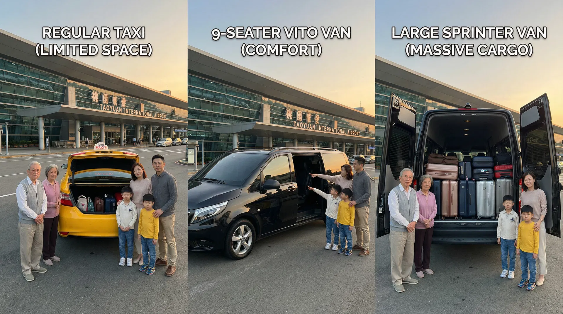6 人以上大家庭機場接送怎麼選？VITO、Sprinter、計程車完整比較