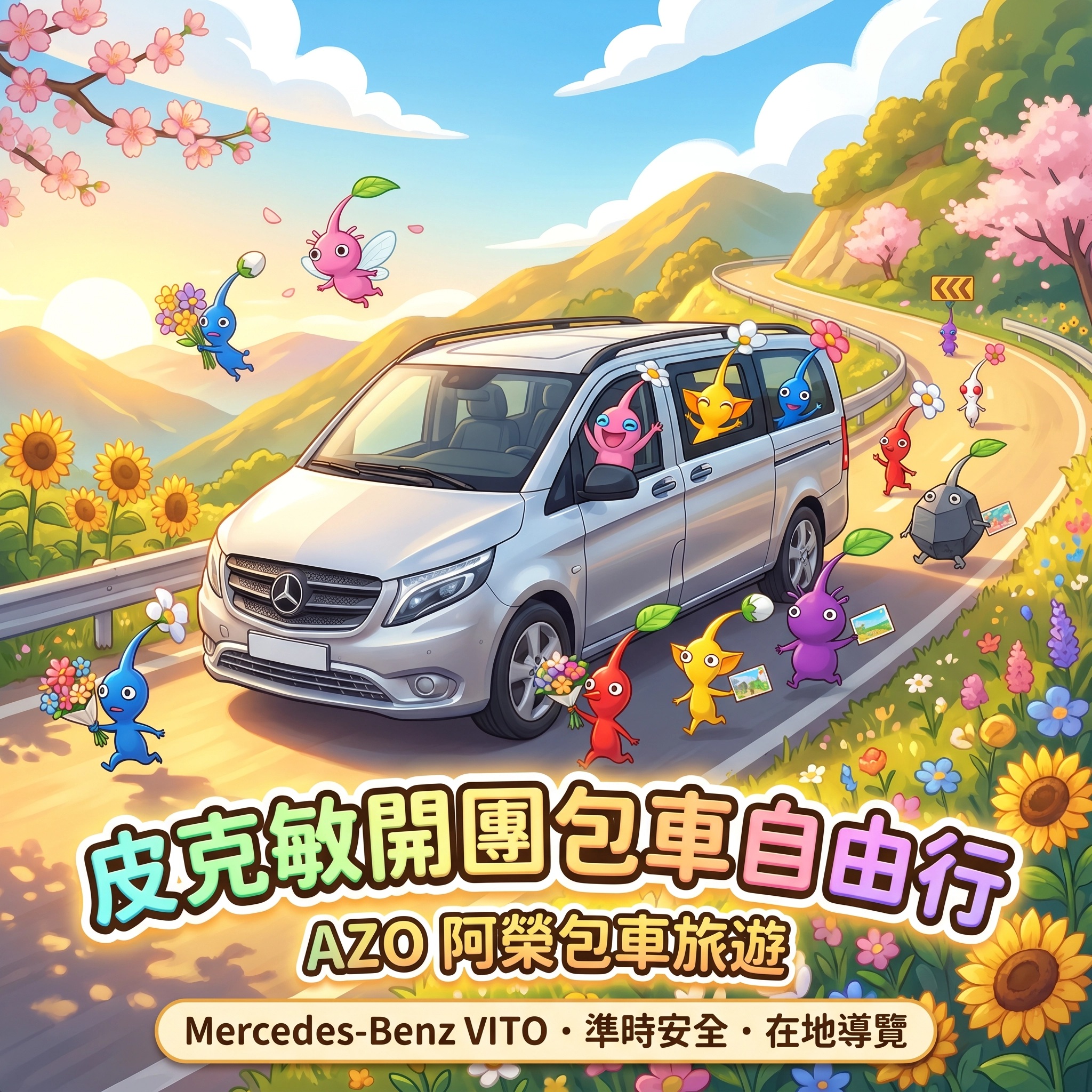 🌸 皮克敏迷注意！AZO 包車帶你玩嘉義，比旅行社更自由，還有賓士 VITO 專車接送！🌸