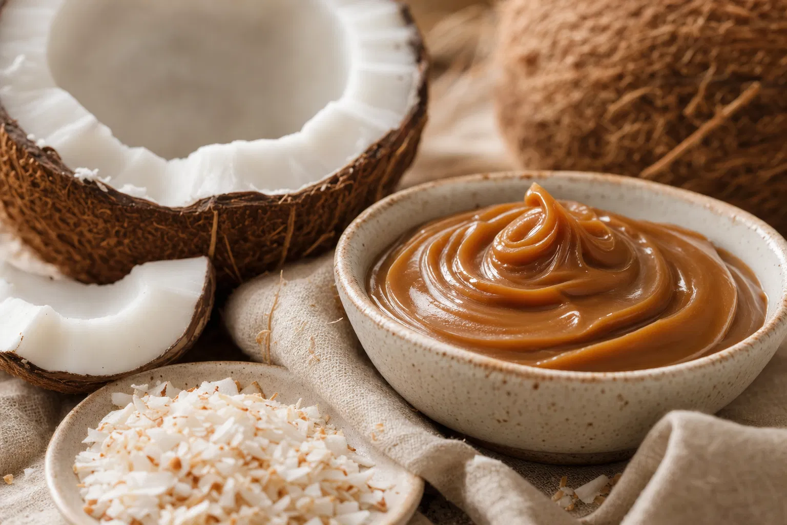 Detalhe artesanal com coco e ingredientes