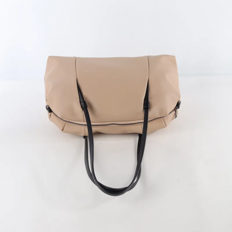 Elegant Beige Leather Tote Bag - Other