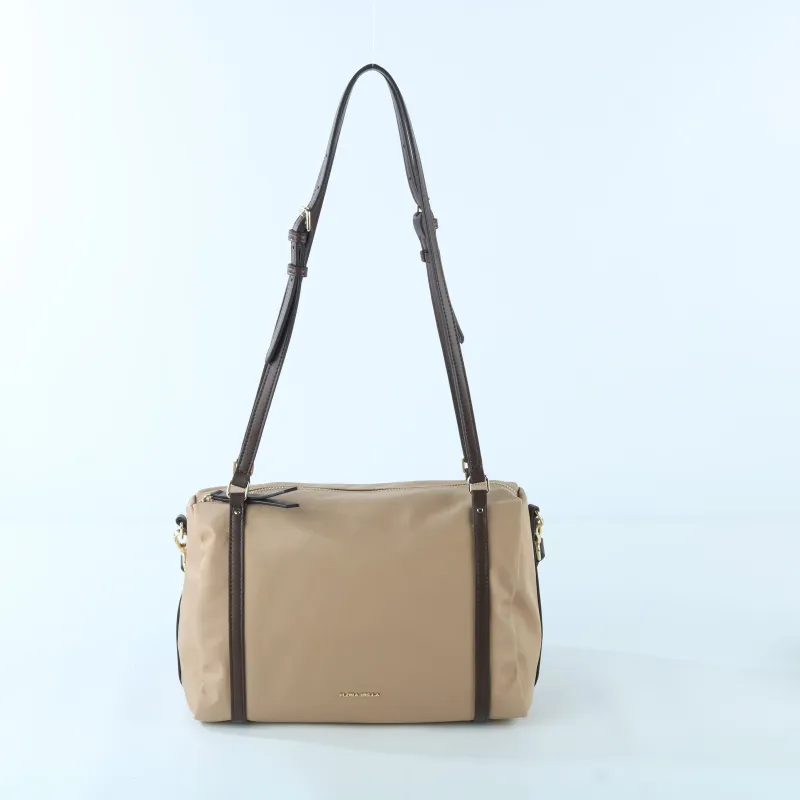 FLORA BELLA Nylon Leather Trim Convertible Barrel Bag – Versatile Crossbody & Shoulder Bag for Women