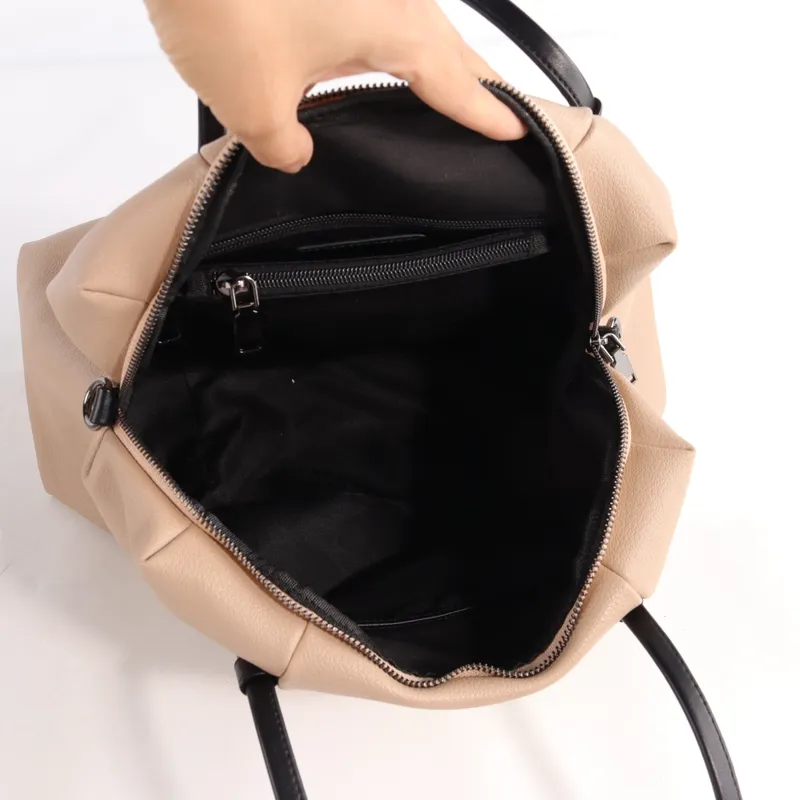 Elegant Beige Leather Tote Bag - Other