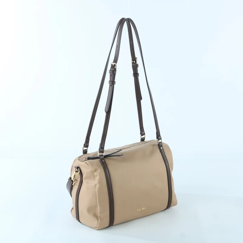 FLORA BELLA Nylon Leather Trim Convertible Barrel Bag – Versatile Crossbody & Shoulder Bag for Women - Side View