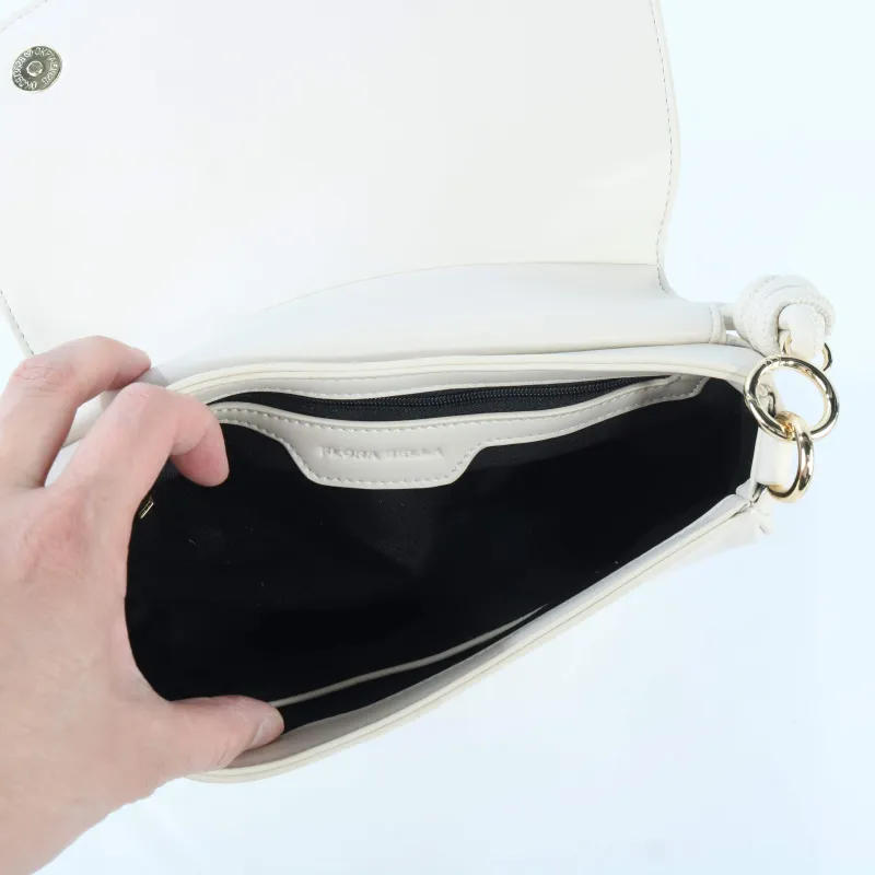 Elegant Off-White Saddle Bag with Knot Strap Detail | Versatile Crossbody & Shoulder Bag - Detail/Close-up
