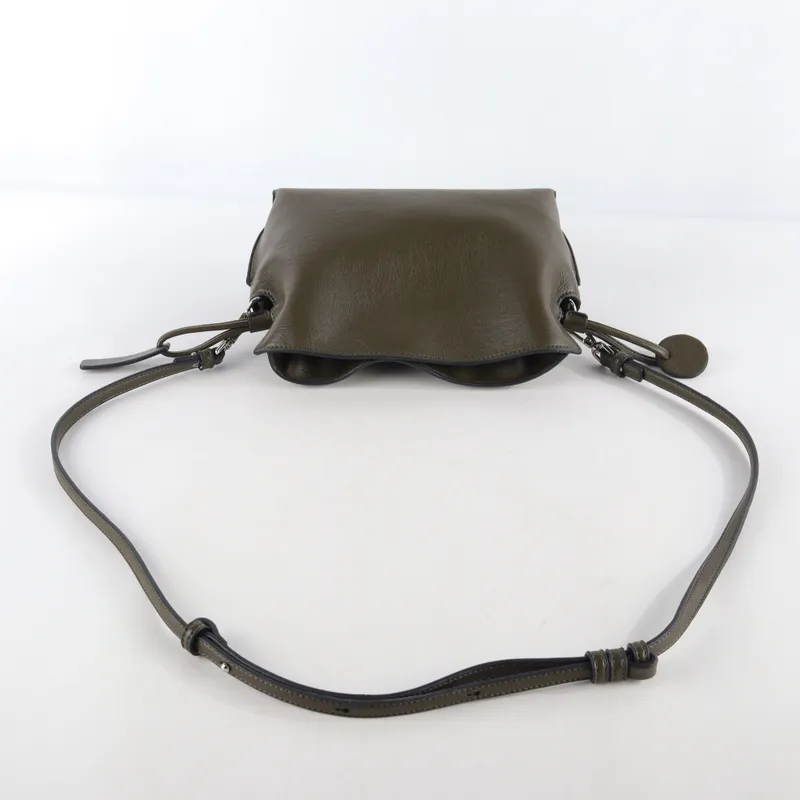 Olive Green Soft Leather Mini Bucket Bag | Adjustable Strap Crossbody Bag - Other