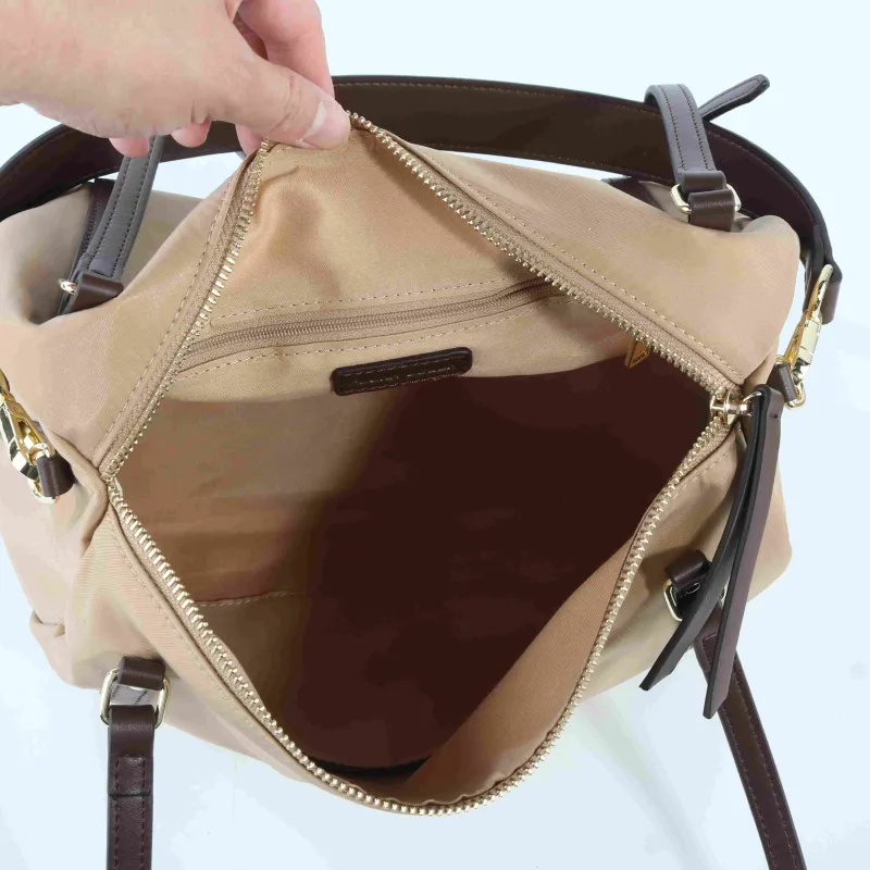 FLORA BELLA Nylon Leather Trim Convertible Barrel Bag – Versatile Crossbody & Shoulder Bag for Women - Interior