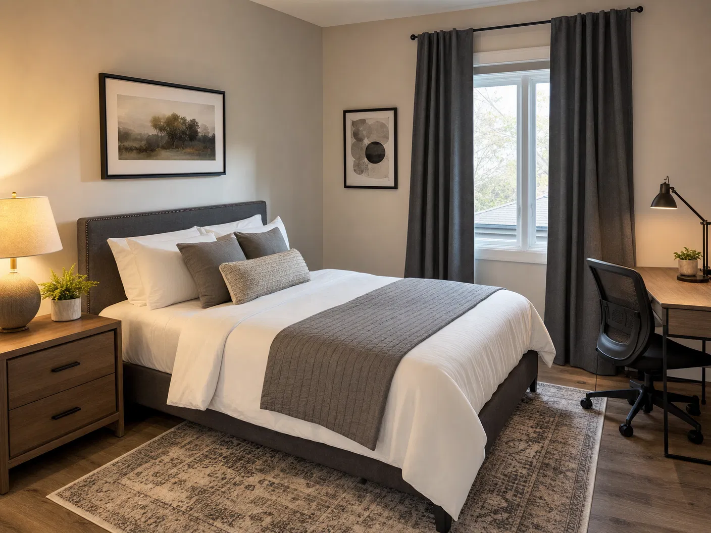 Beautifully furnished mid-term rental bedroom