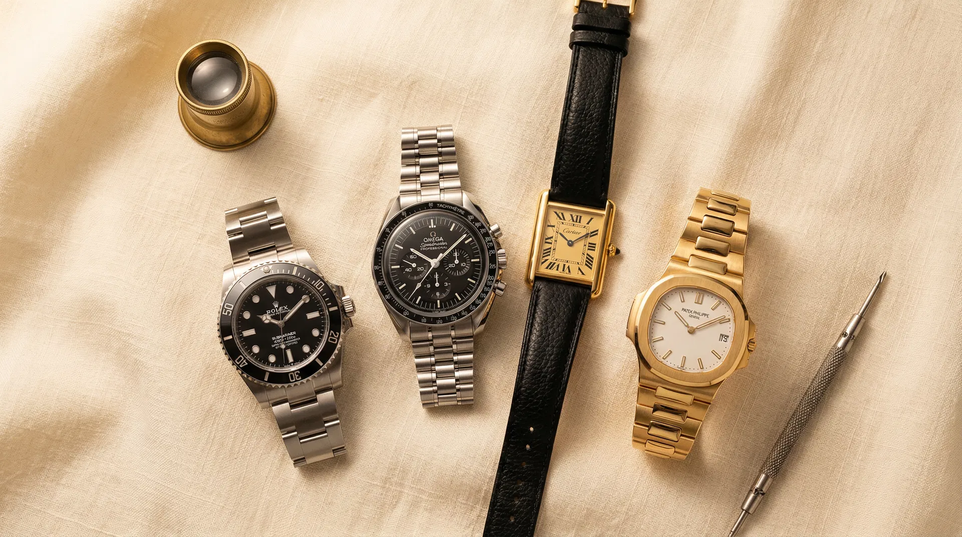 Luxury watches flat lay