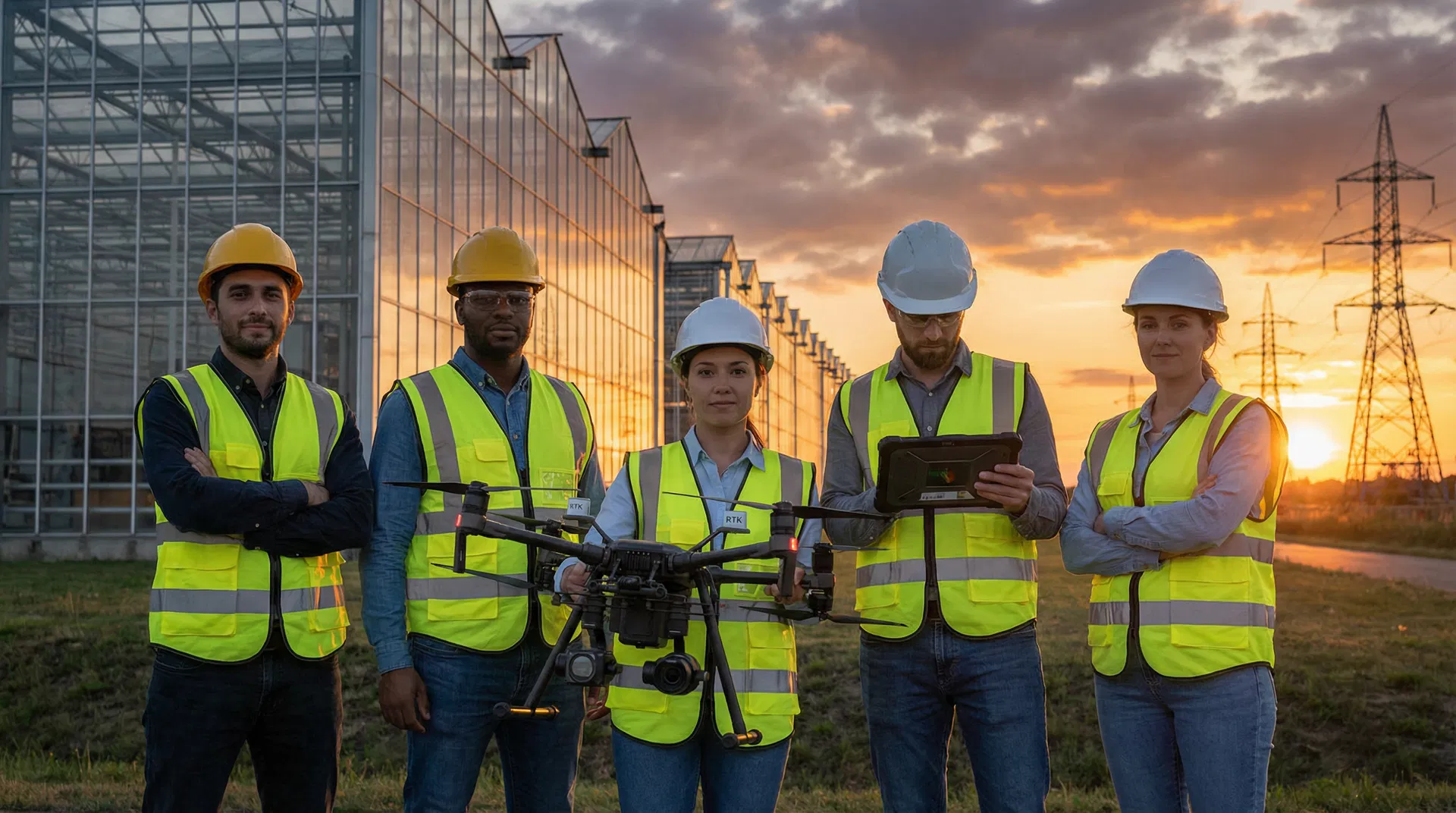 Equipo profesional de Ítiner con dron de inspección