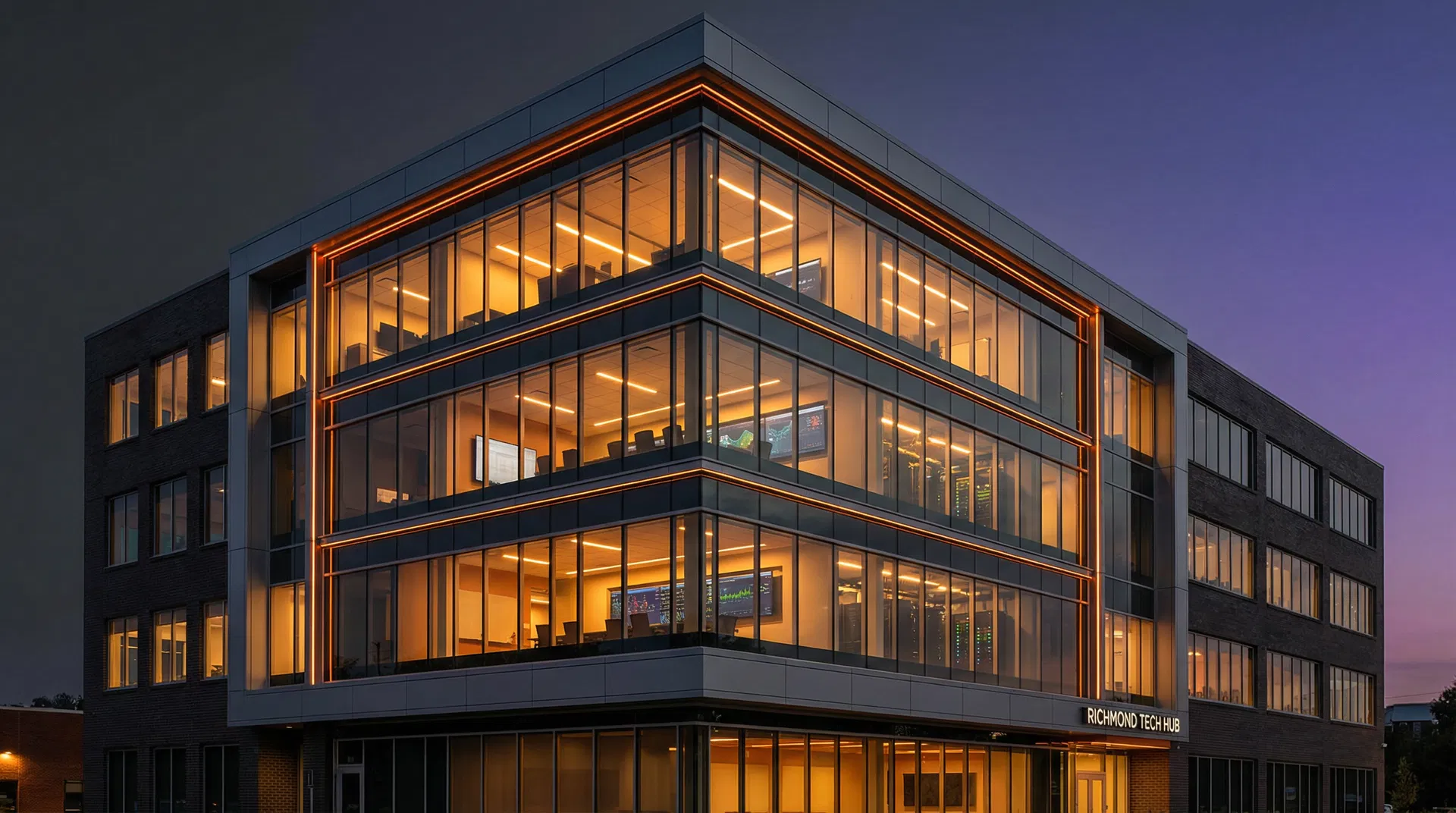 Modern commercial building with technology infrastructure