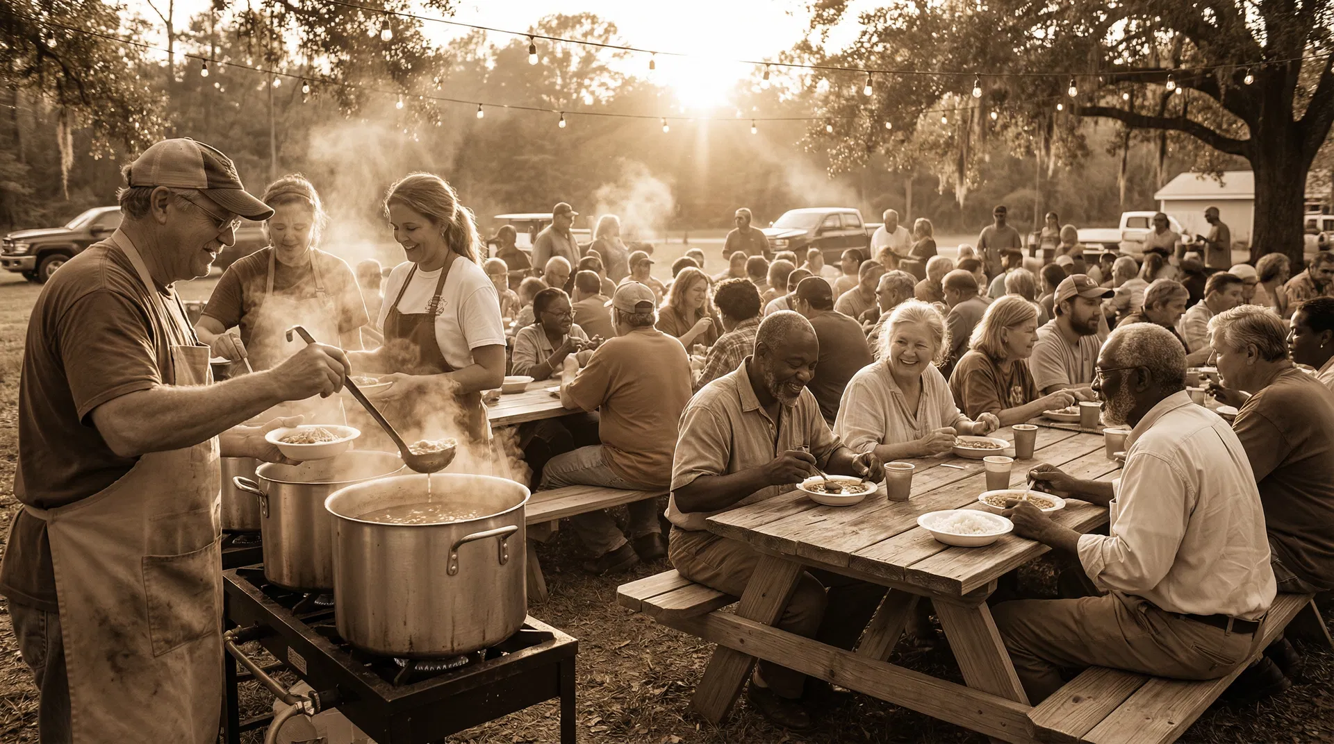 Community feeding event in Sweetport, Louisiana