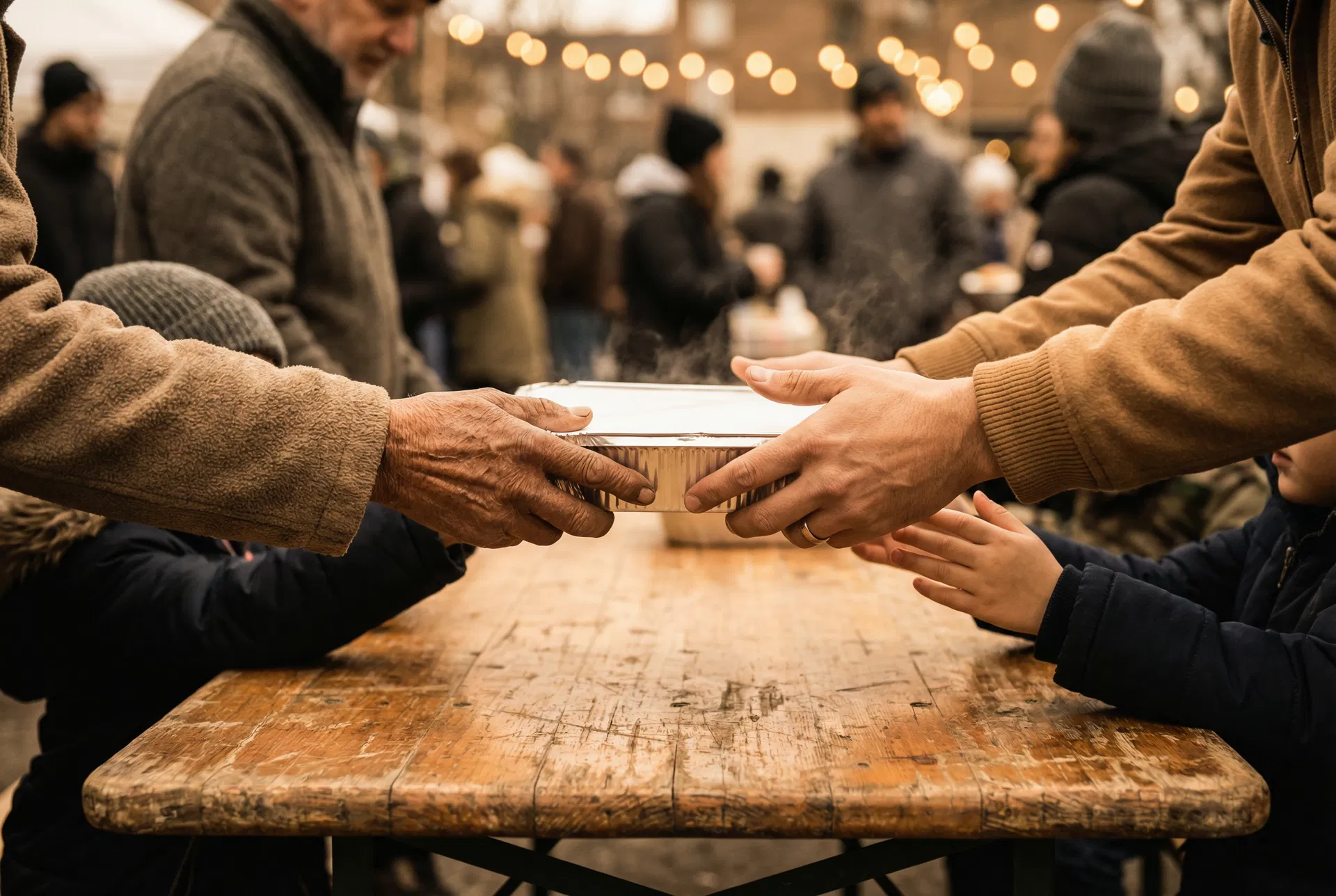 Volunteers serving meals