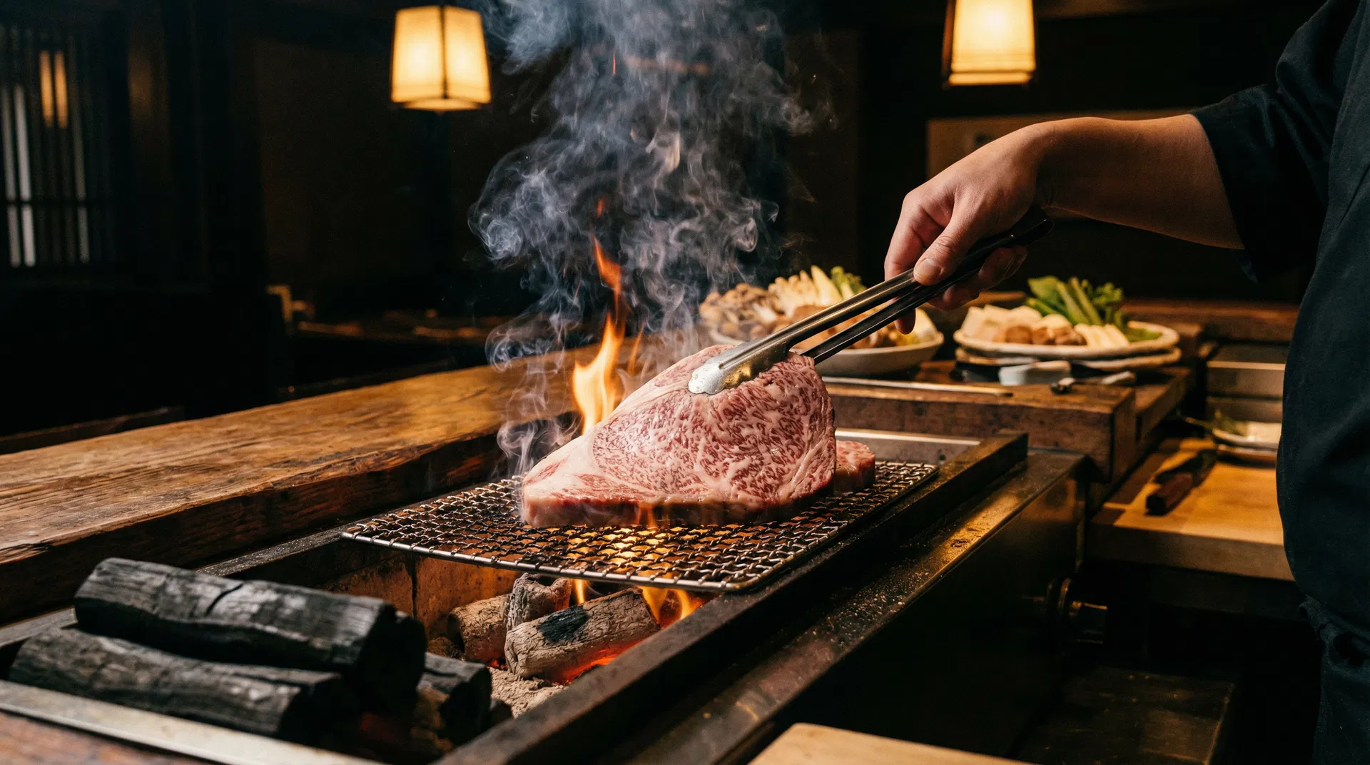 Shinshu wagyu charcoal grilling