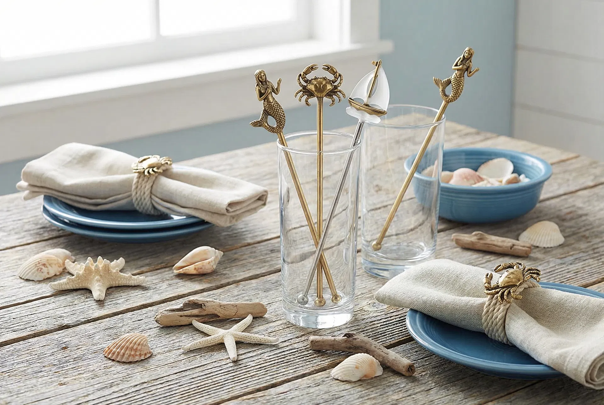 iWine Ocean Collection - Nautical-themed cocktail stirrers and spreaders with ocean designs