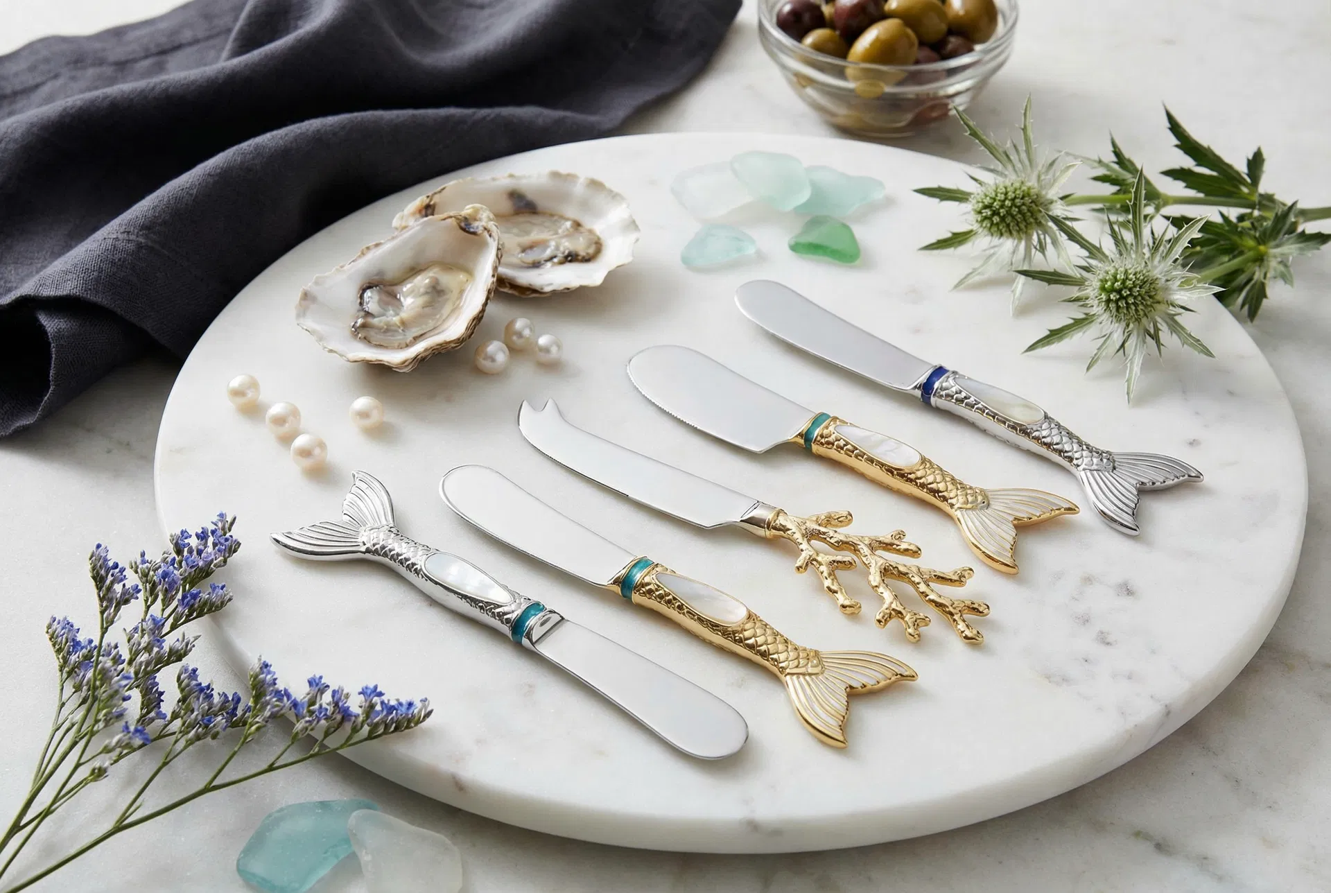 Mermaid-decorated cocktail stirrer - ocean-inspired tableware accessory