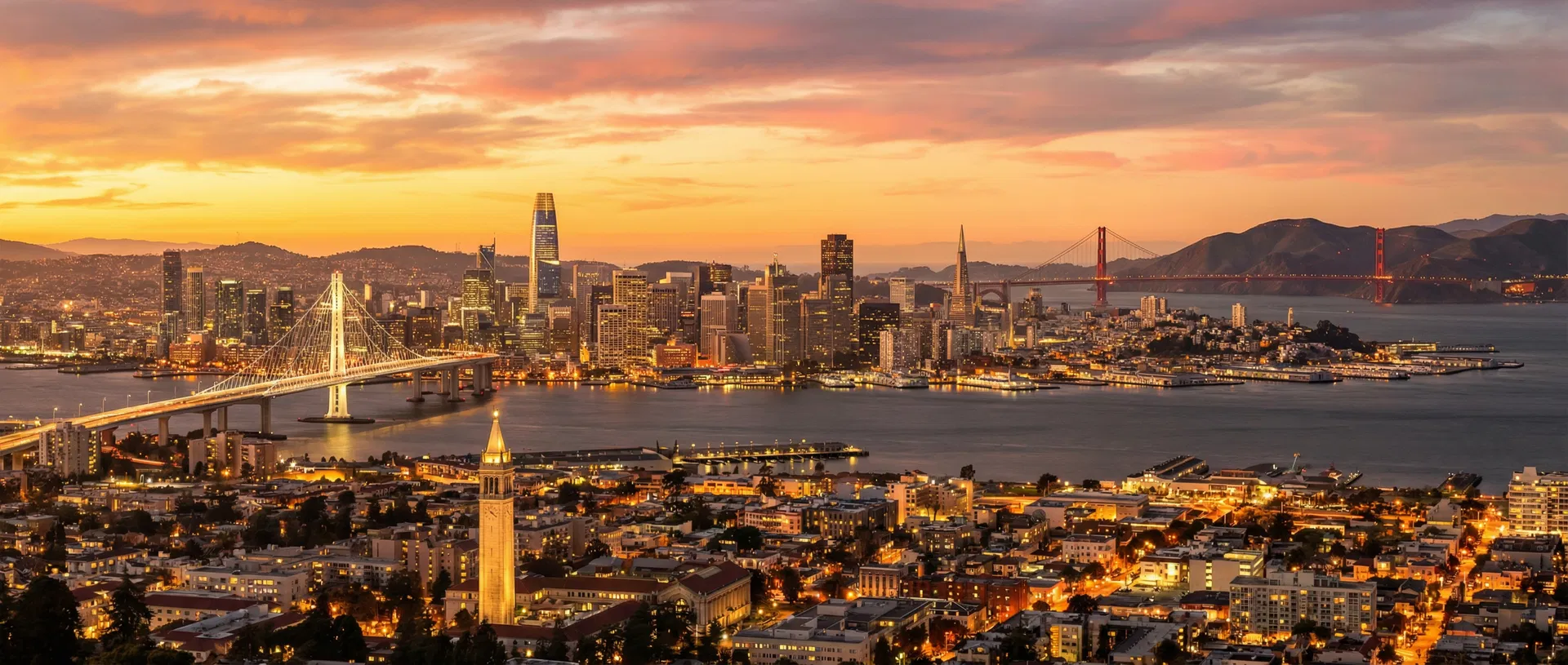 San Francisco Bay Area at golden hour