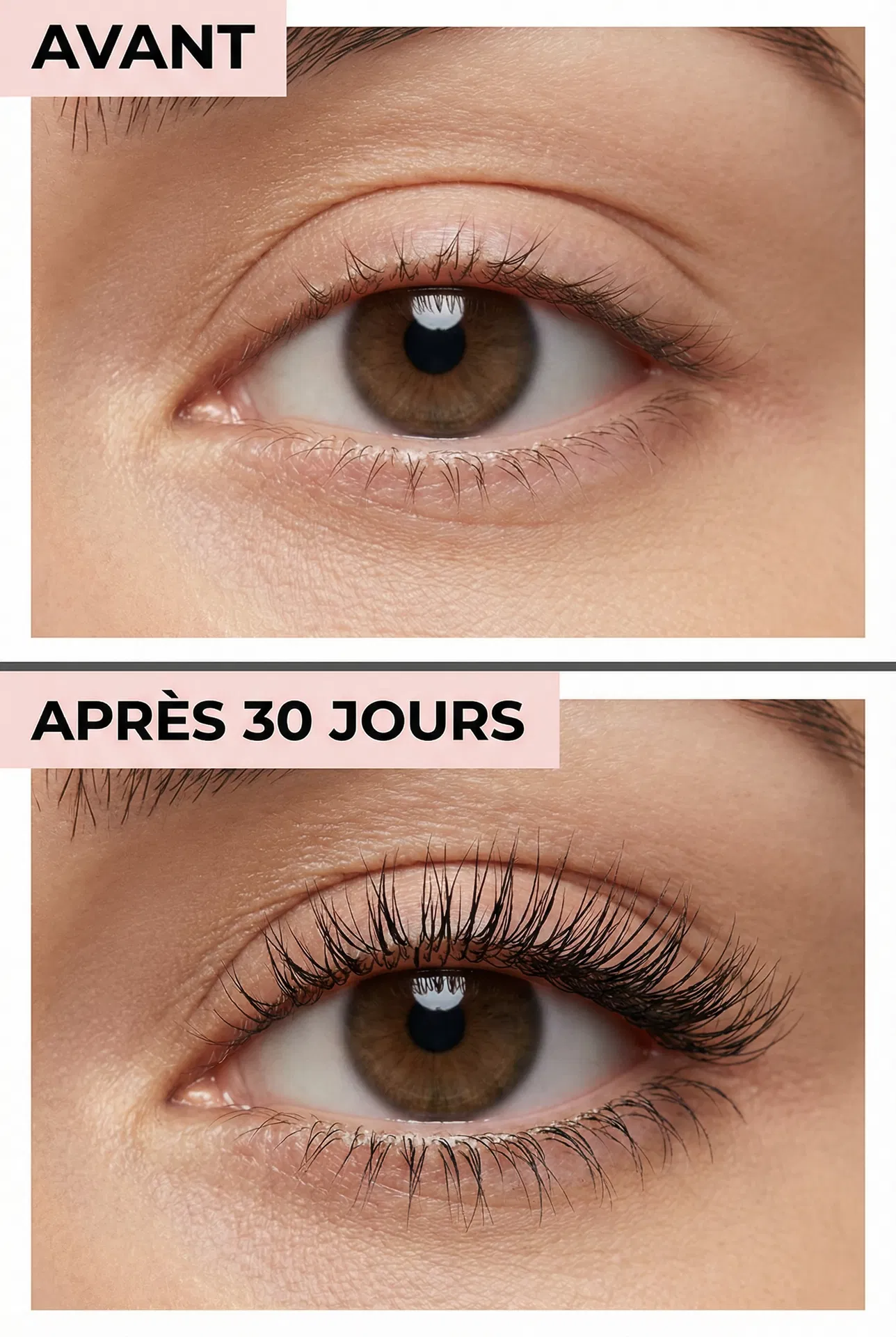 Avant après cils ROSELASH 30 jours