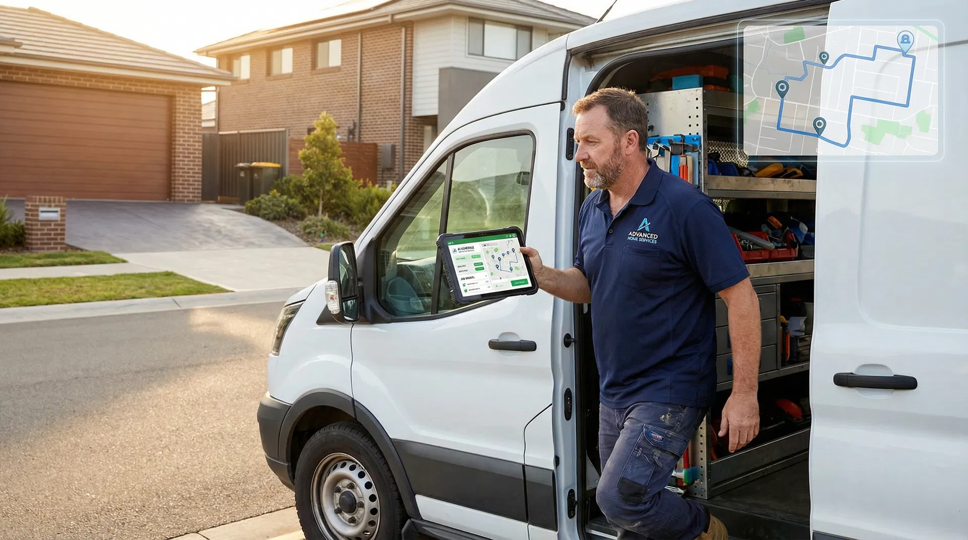 Service technician with digital tools