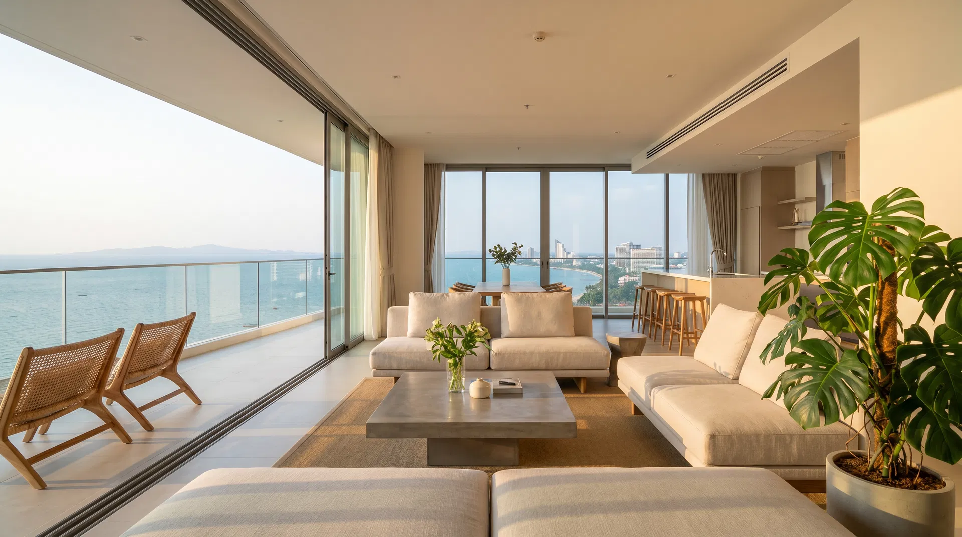 Modern luxury condo interior in Pattaya with ocean view — the type of property that commands premium rental rates