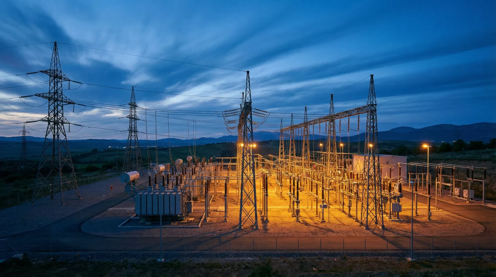 SA Power factory automation — robotic assembly line with blue LED lighting