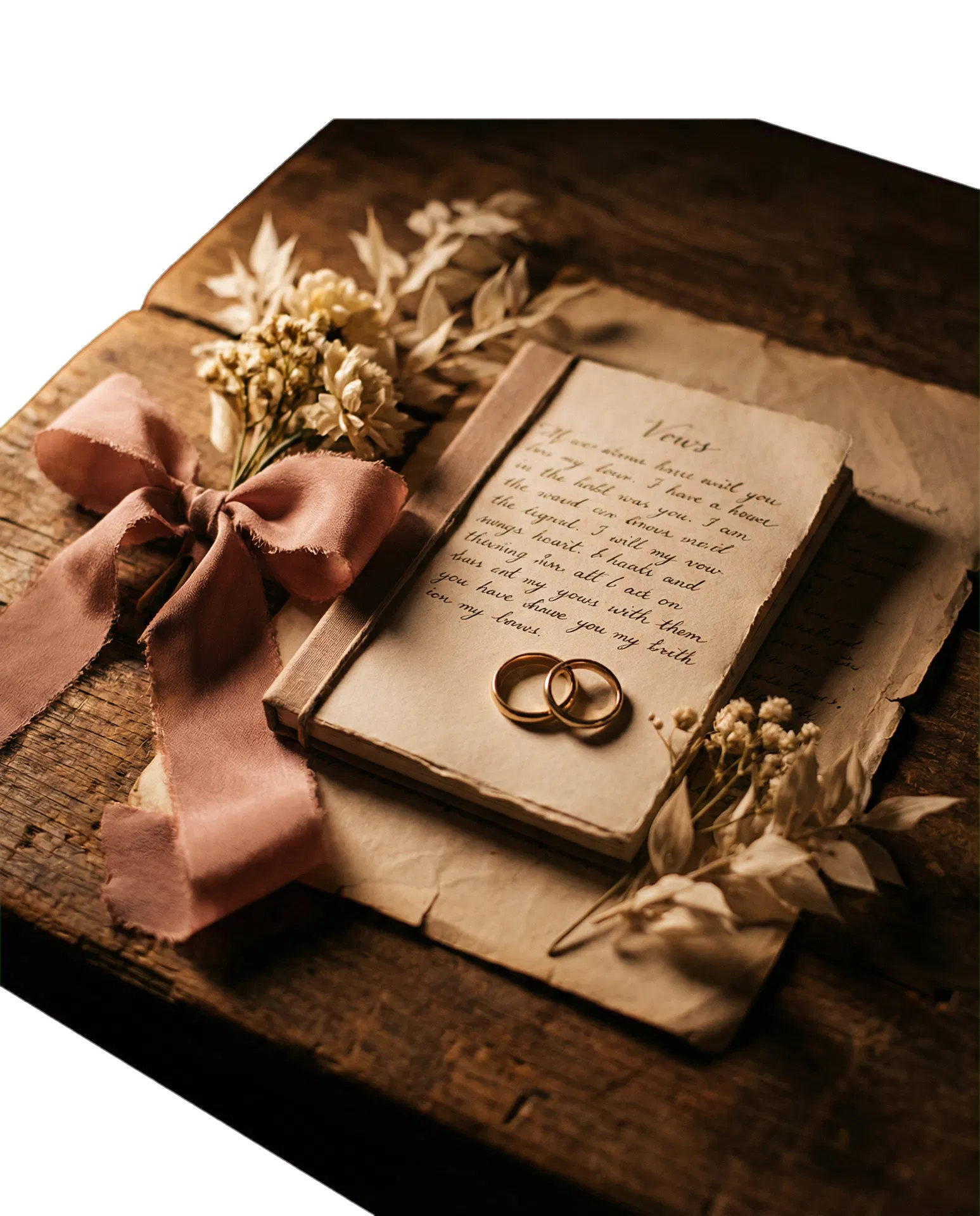 Wedding details including rings and keepsakes styled with editorial care