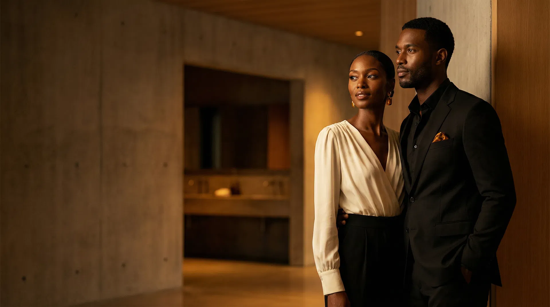 Elegant Black couple in warm editorial light for the Knighthouse homepage hero