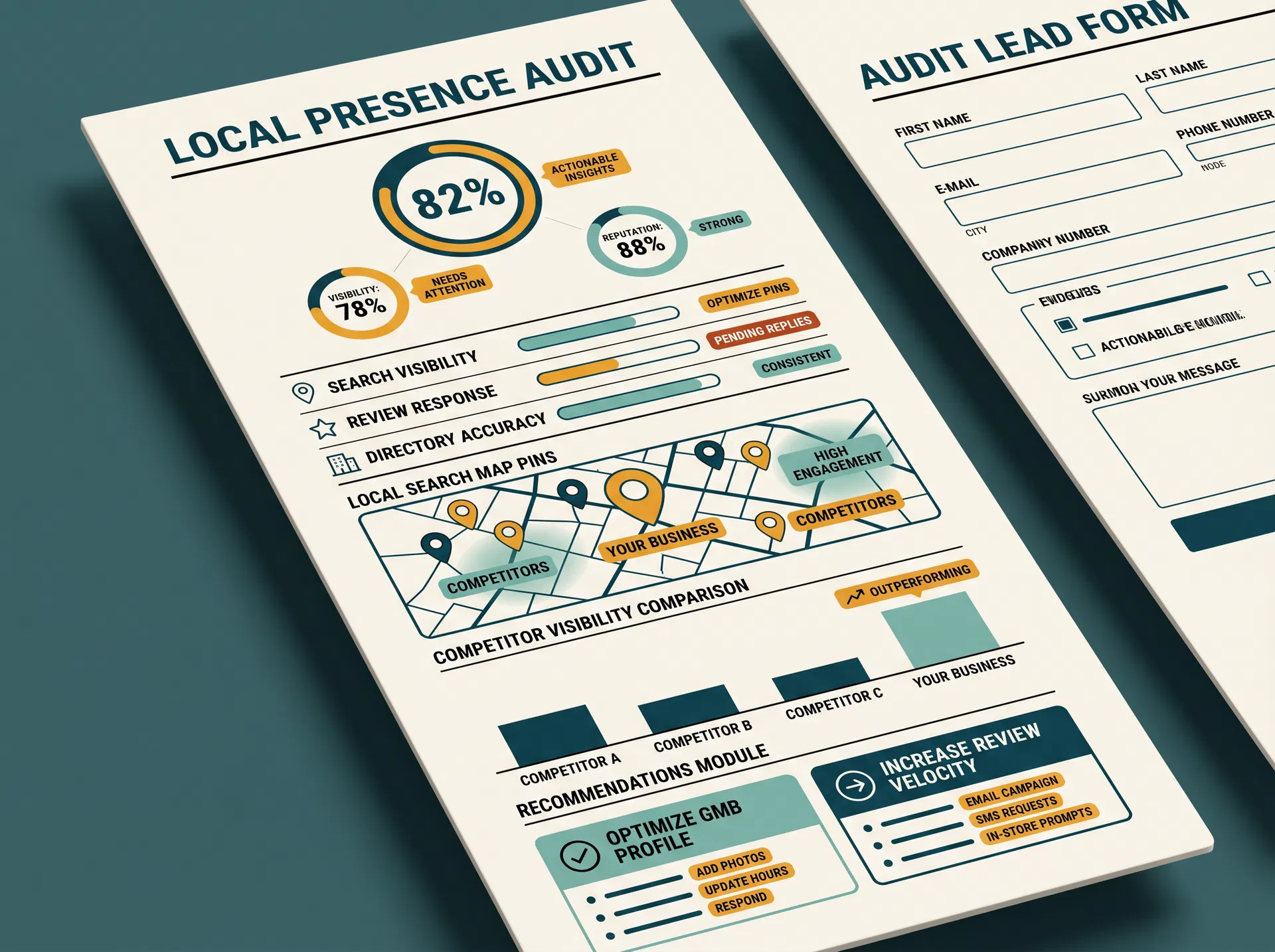 Preview of a structured local presence audit report
