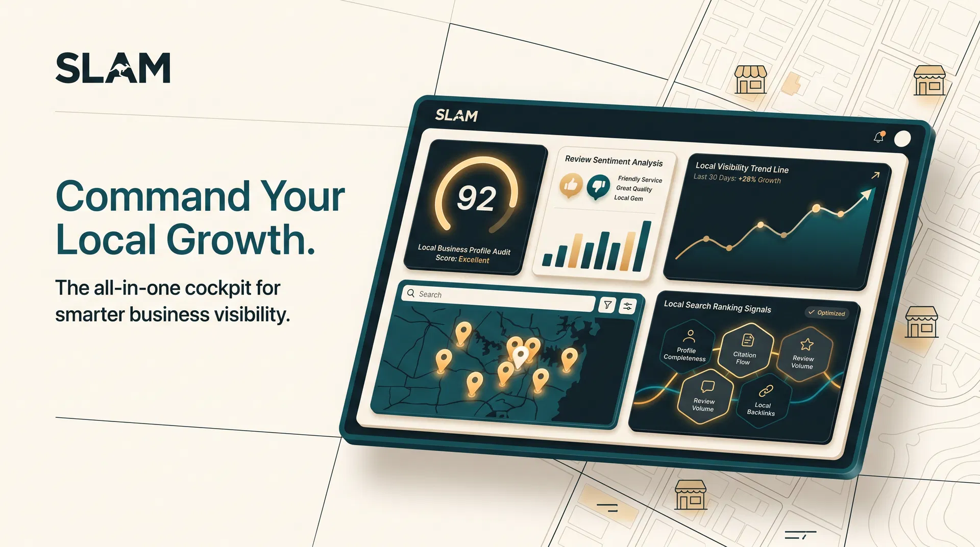 SLAM local growth cockpit dashboard illustration