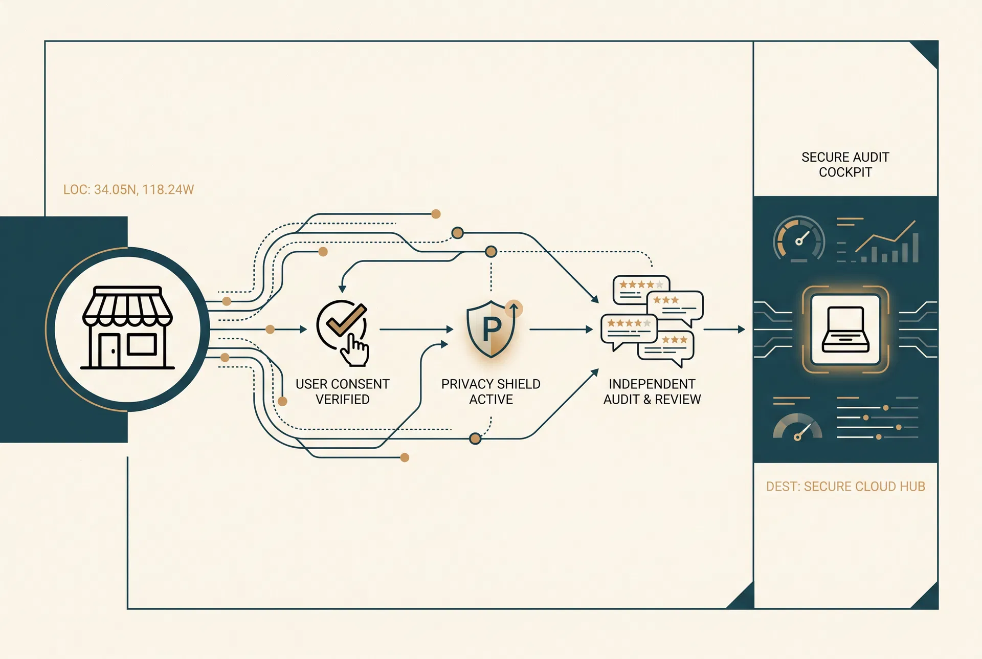 Secure audit and consent flow illustration