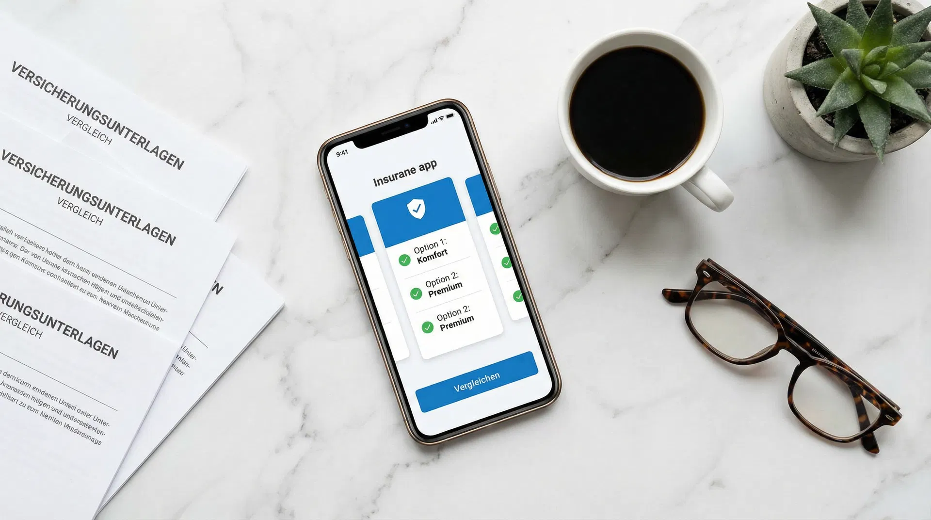 OptiCheck Versicherungsvergleich auf dem Smartphone