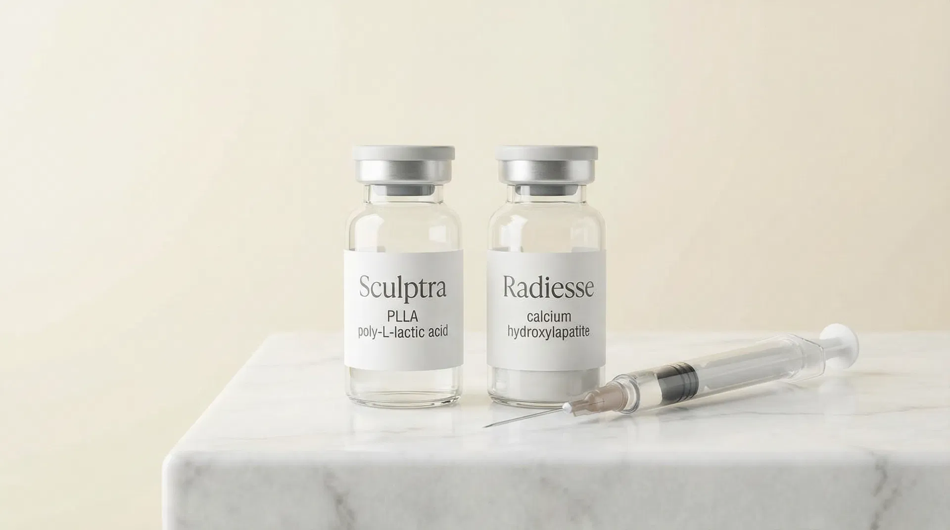 Sculptra and Radiesse biostimulator vials — Lakewood Med Spa Dallas