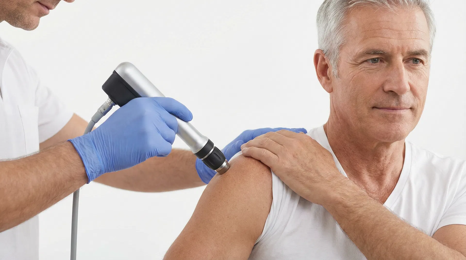 Radial shockwave therapy treatment on shoulder at Lakewood Med Spa