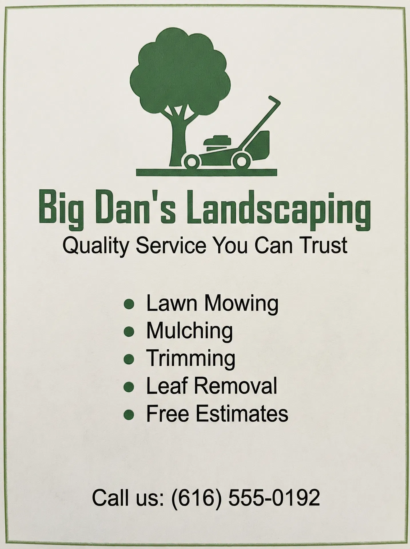 Generic Big Dan's Landscaping ad — uninspiring, no offer, no hook