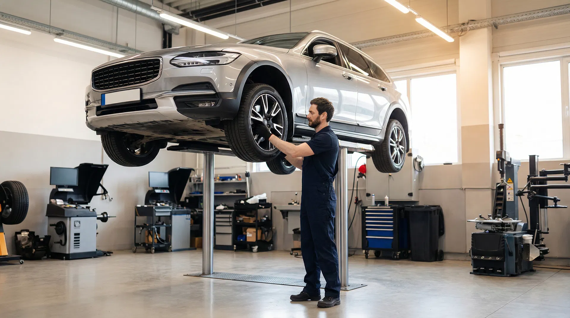 Professional tyre fitting workshop